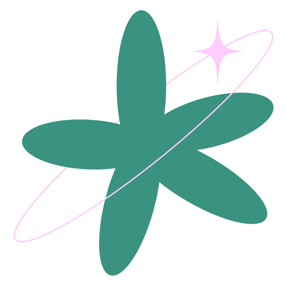 green flower with pink sparkle axis