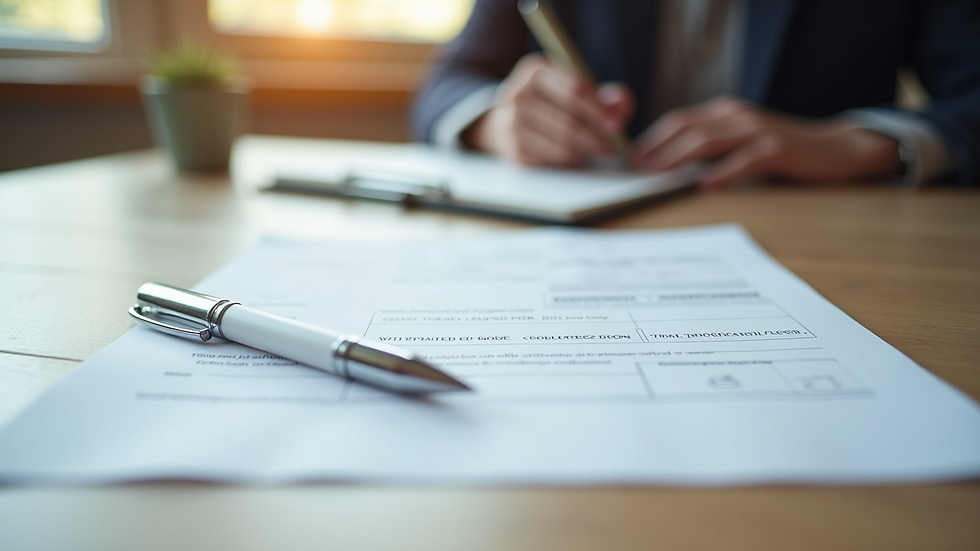 Close-up view of scholarship application form and pen on desk