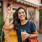 Happy modern Hispanic Woman