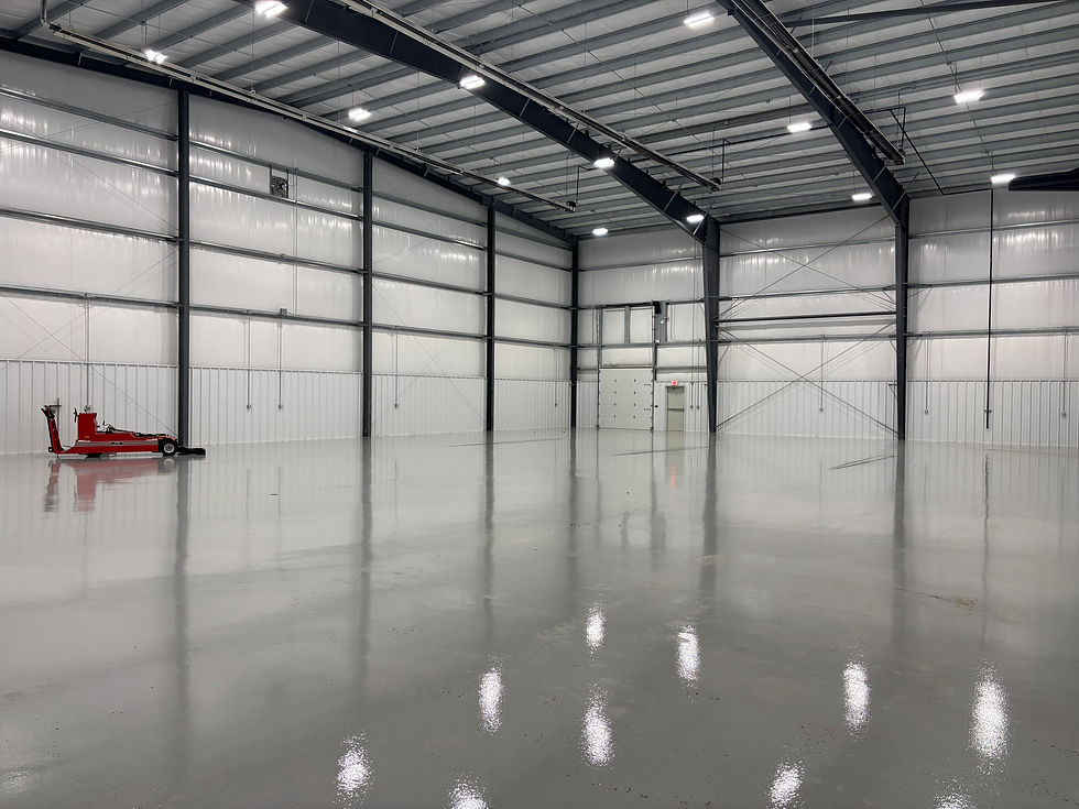 Interior of hangar at Mettel Field
