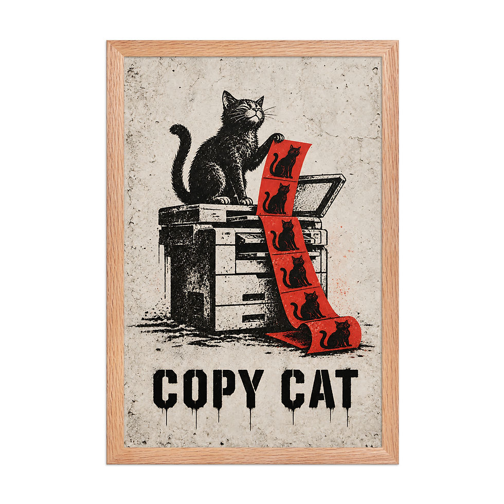 Thumbnail: Copy Cat — Framed Print · 12×18, 20×30, 24×36
