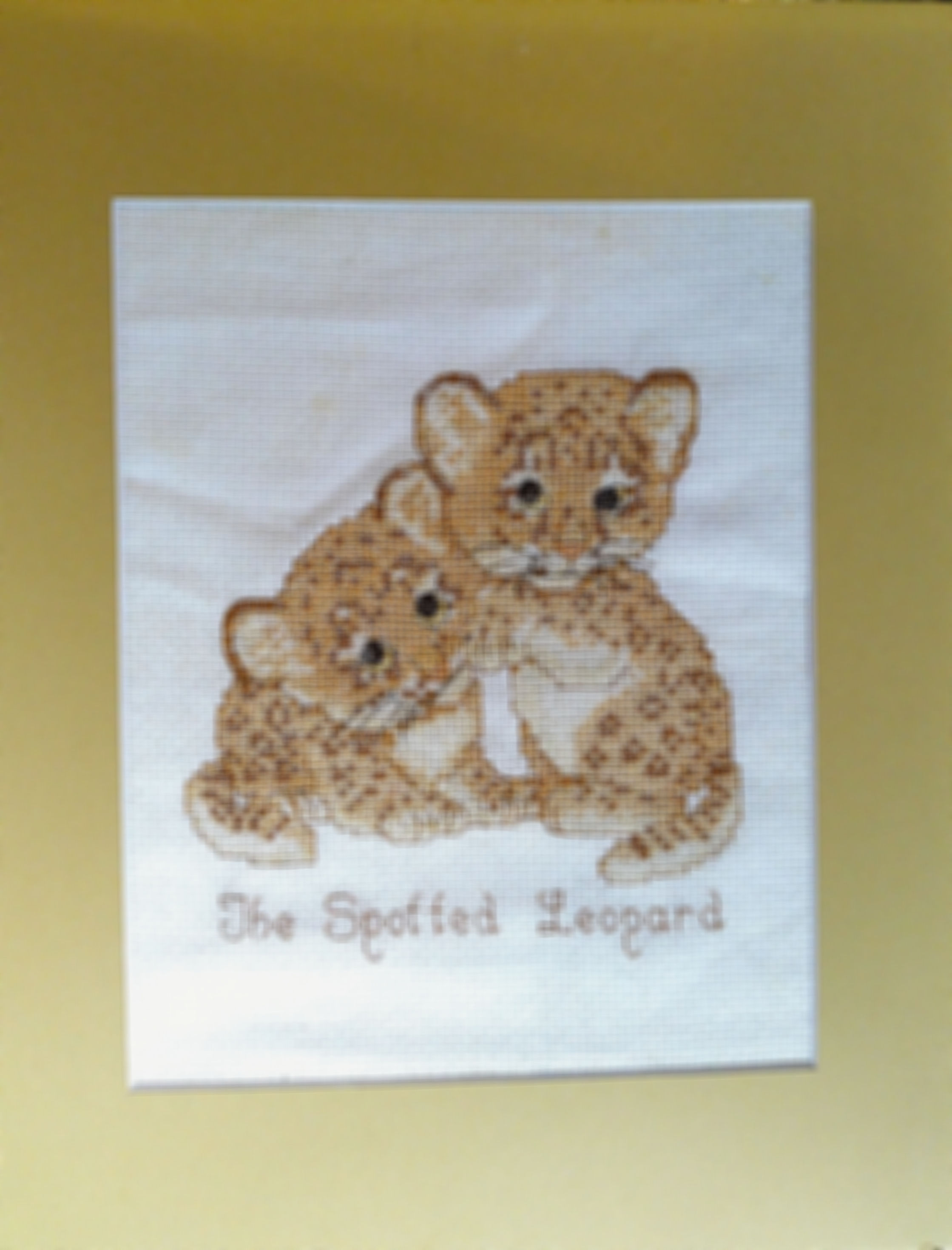 Spotted Leopard Cubs Wall Art:11x14 inches--Cross-stitched Wall Decor