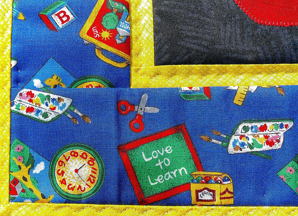 Thumbnail: School Related Wall Quilt: 15x18 inches Appliqued & Pieced Wall Decor
