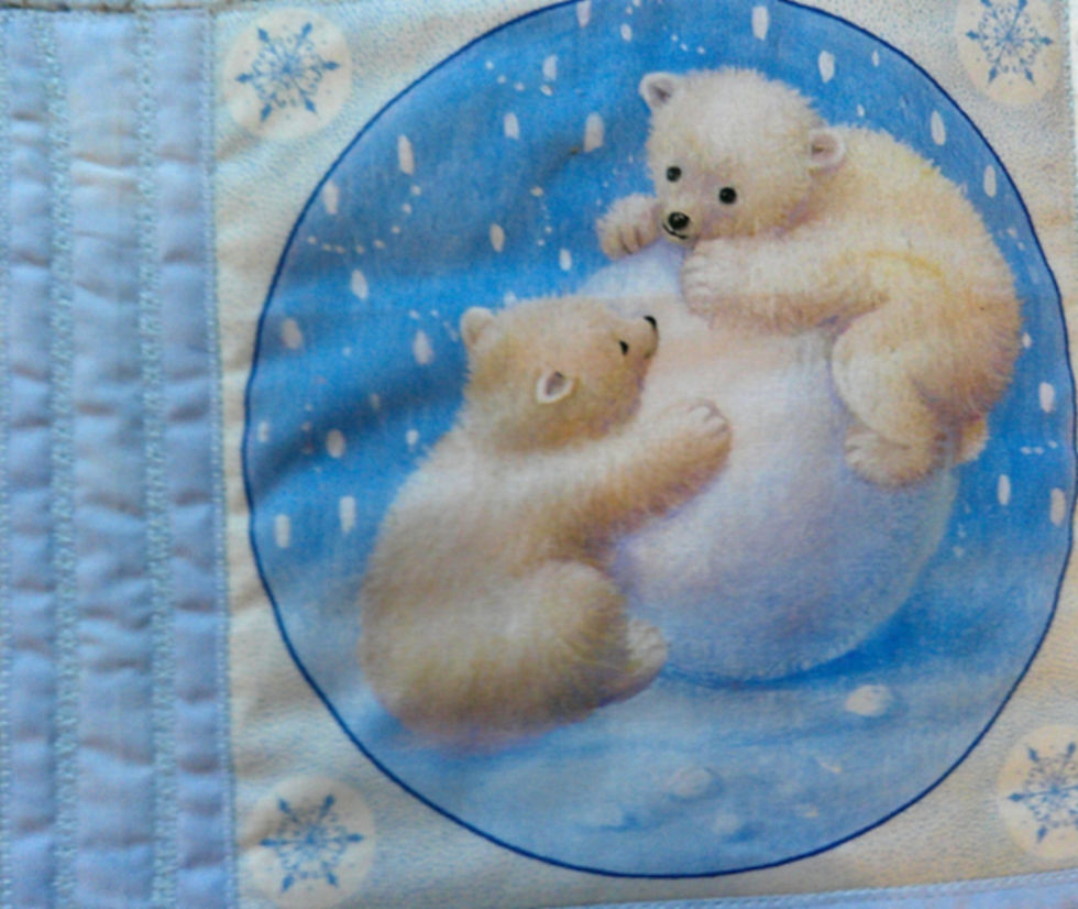 Thumbnail: Winter Scene Wall Quilt: 18.5x25.5 inches--Polar Bear Cubs Panel Wall Decor