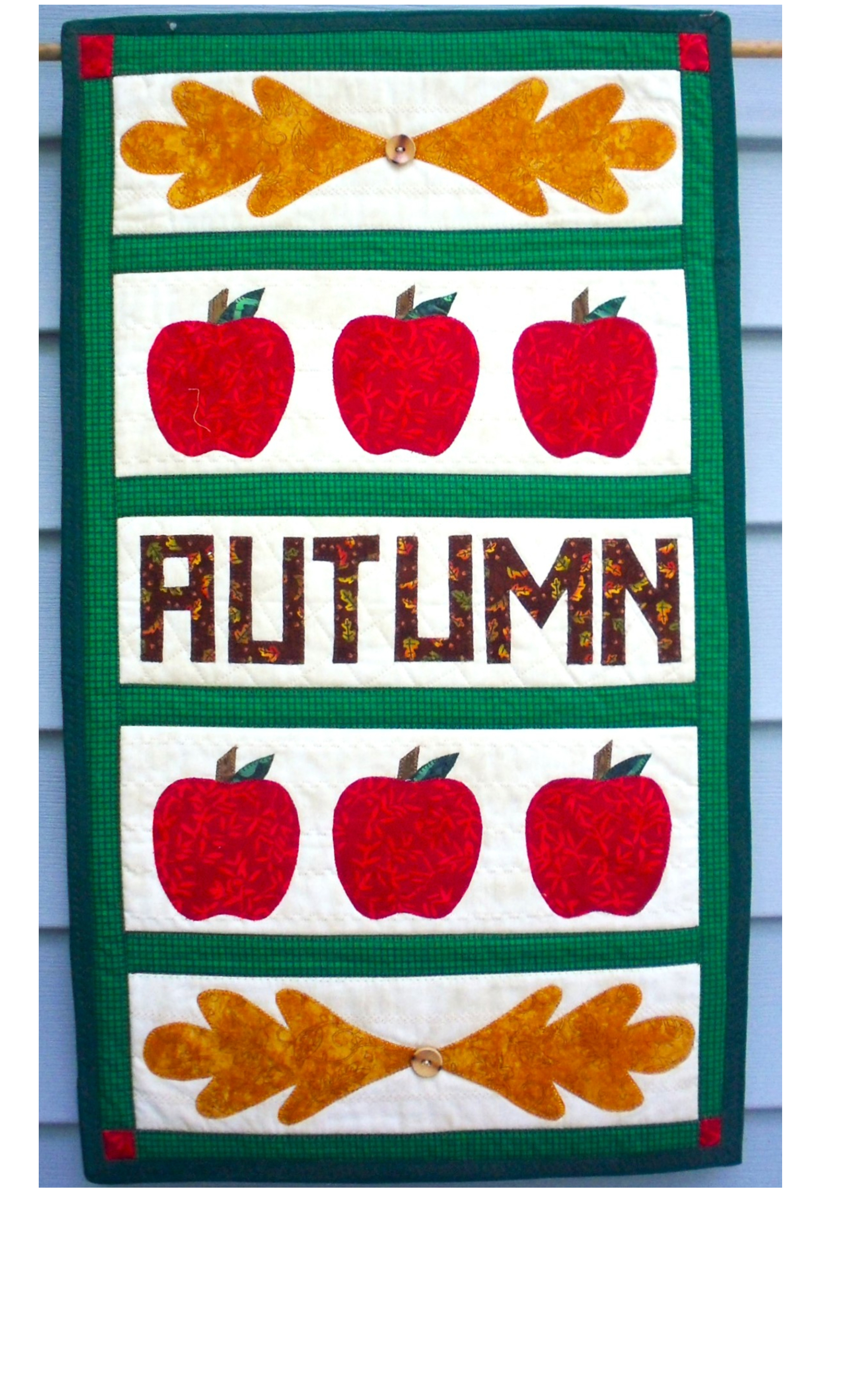 Autumn Wall Quilt: 16.5x28.5--Appliqued & Pieced Wall Decor