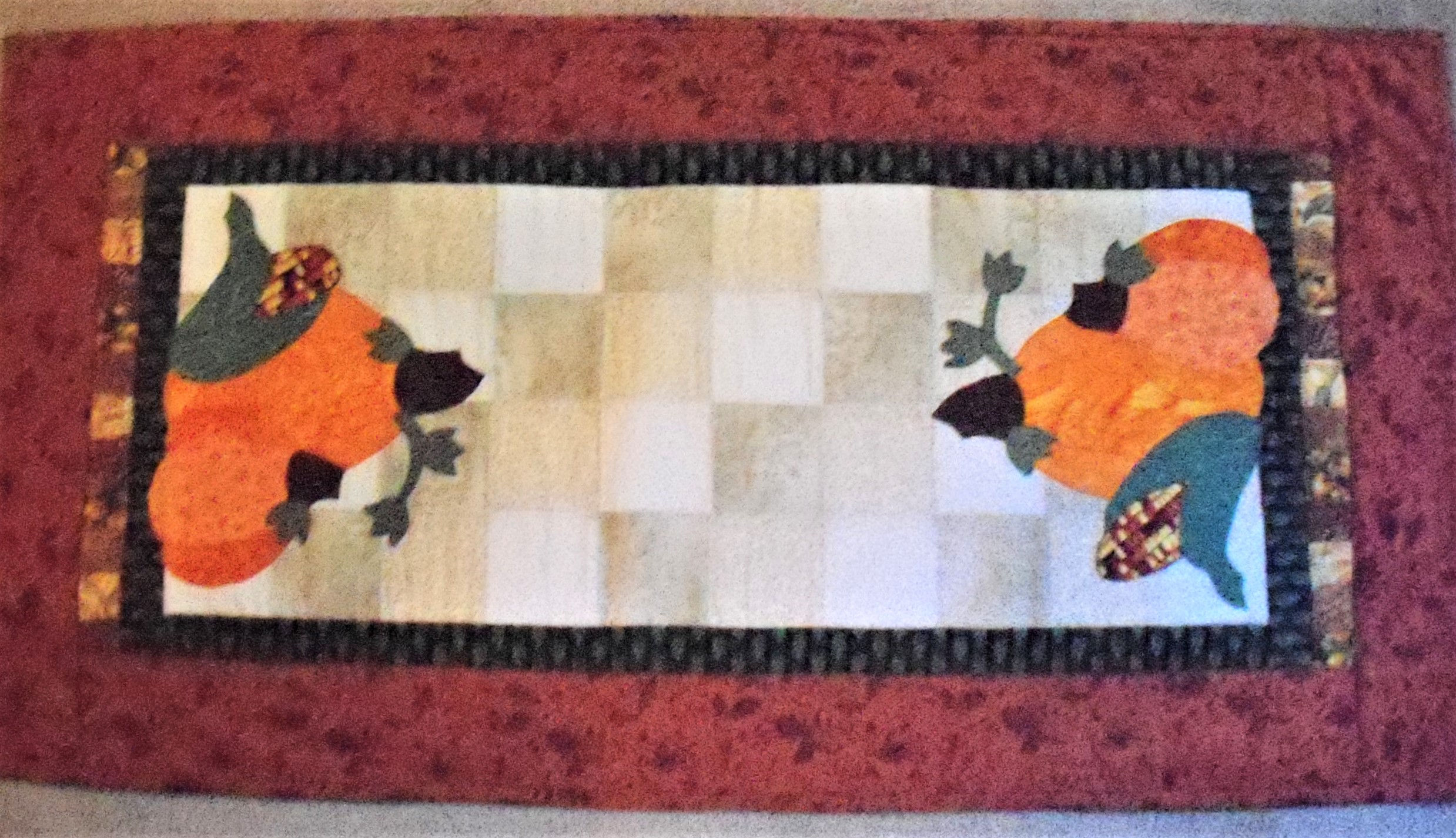 Autumn Table Runner: 18x35--Appliqued and Pieced Table Decor