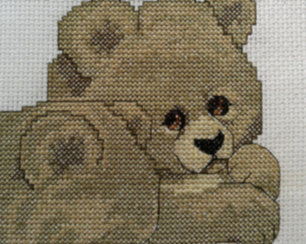 Thumbnail: Grizzly Bear Cubs Wall Art: 14x11 inches--Cross-stitched Wall Decor