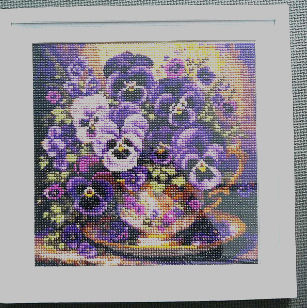 Pancies in a Cup Diamond Art Wall Decor: 13x13