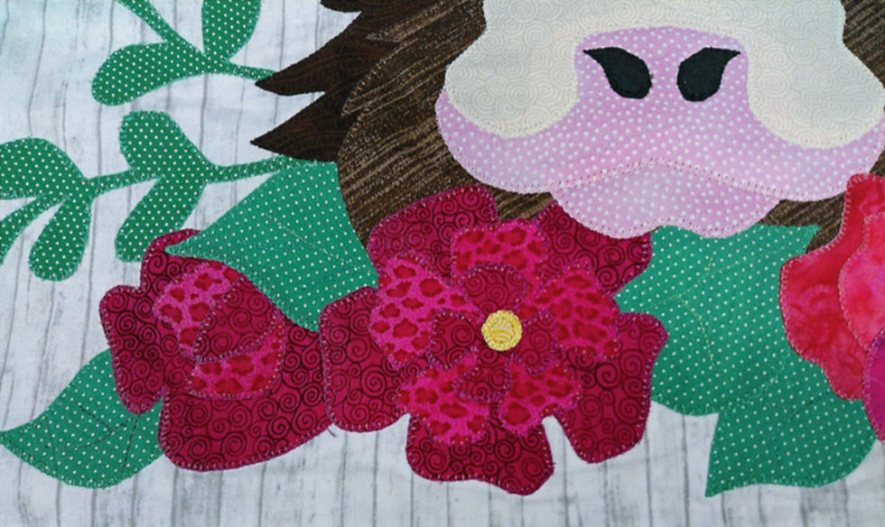 Thumbnail: Highland Cow Wall Quilt: 25x29--Appliqued & Pieced Homecrated Wall Decor