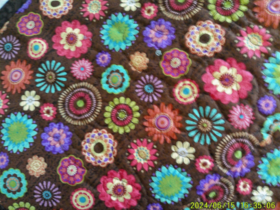 Thumbnail: Pink/Green Quilt: 52x52--Pieced Bedding/Throw