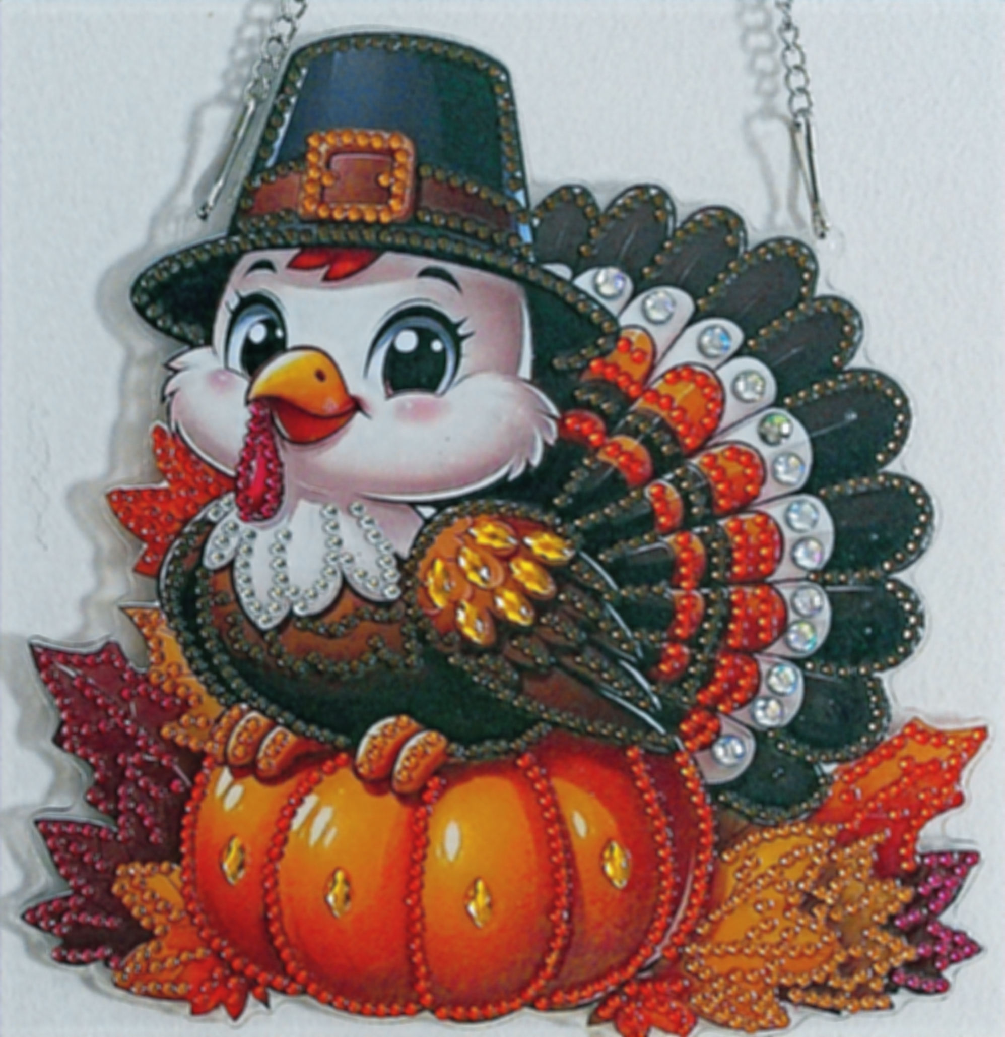 Thanksgiving Turkey Window or Wall Decor: 7.5x7.5 inches--Diamond Art Decor