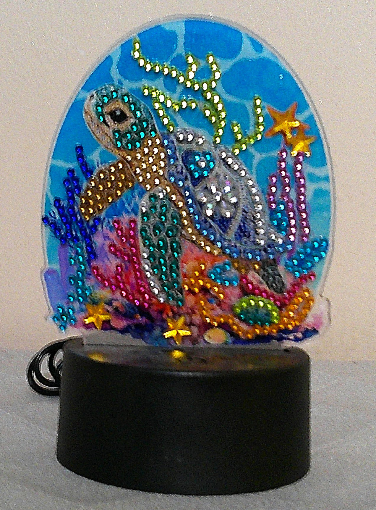 Sea Turtle Night Light: 6.5x4x3.75 with changing colors and base