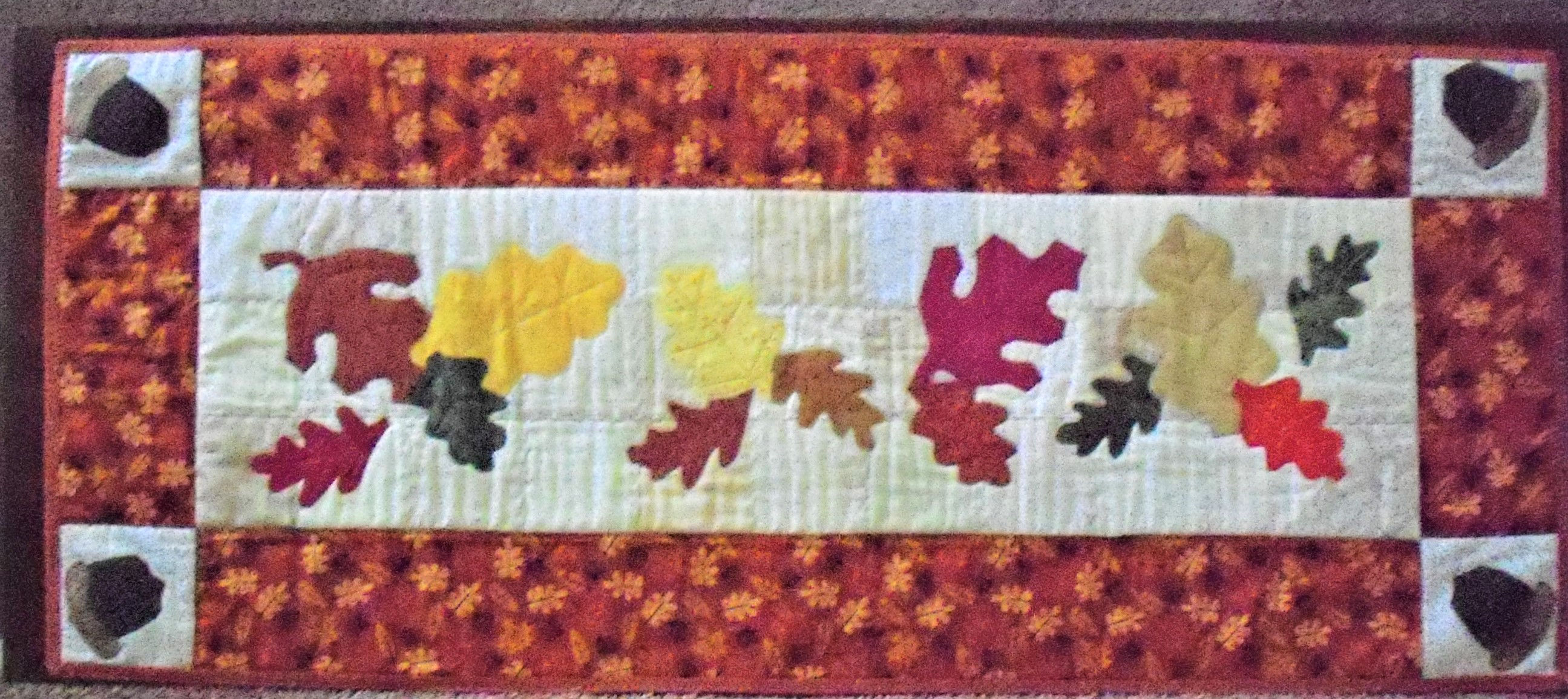 Autumn Table Runner: 14x35--Appliqued & Pieced Table Decor