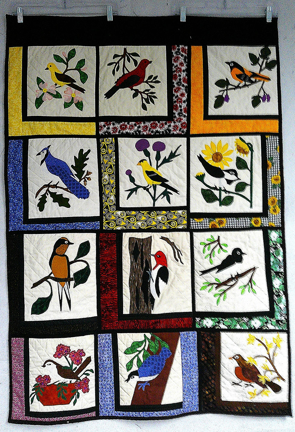 Thumbnail: Backyard Bird Quilt: 36X51.5 inches Appliqued Bedding