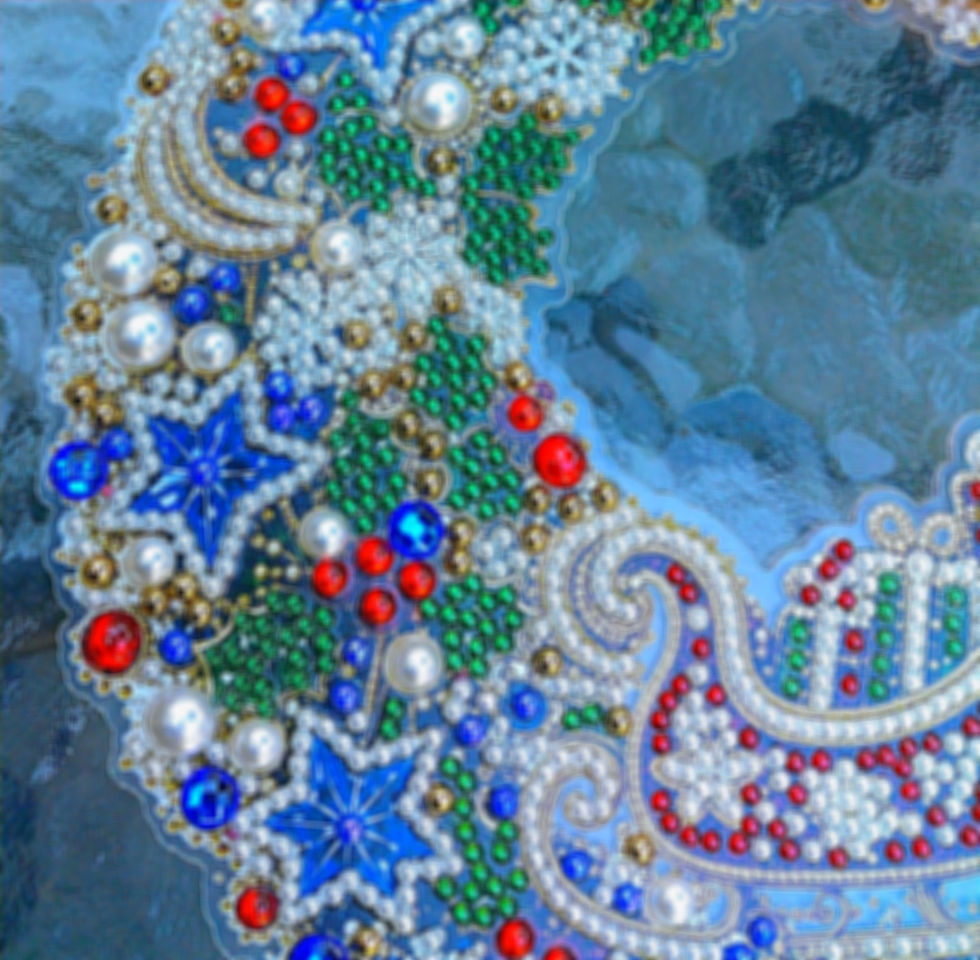 Thumbnail: Santa Sleigh Window or Wall Art: 9.5 diameter--Diamond Art Wall Decor