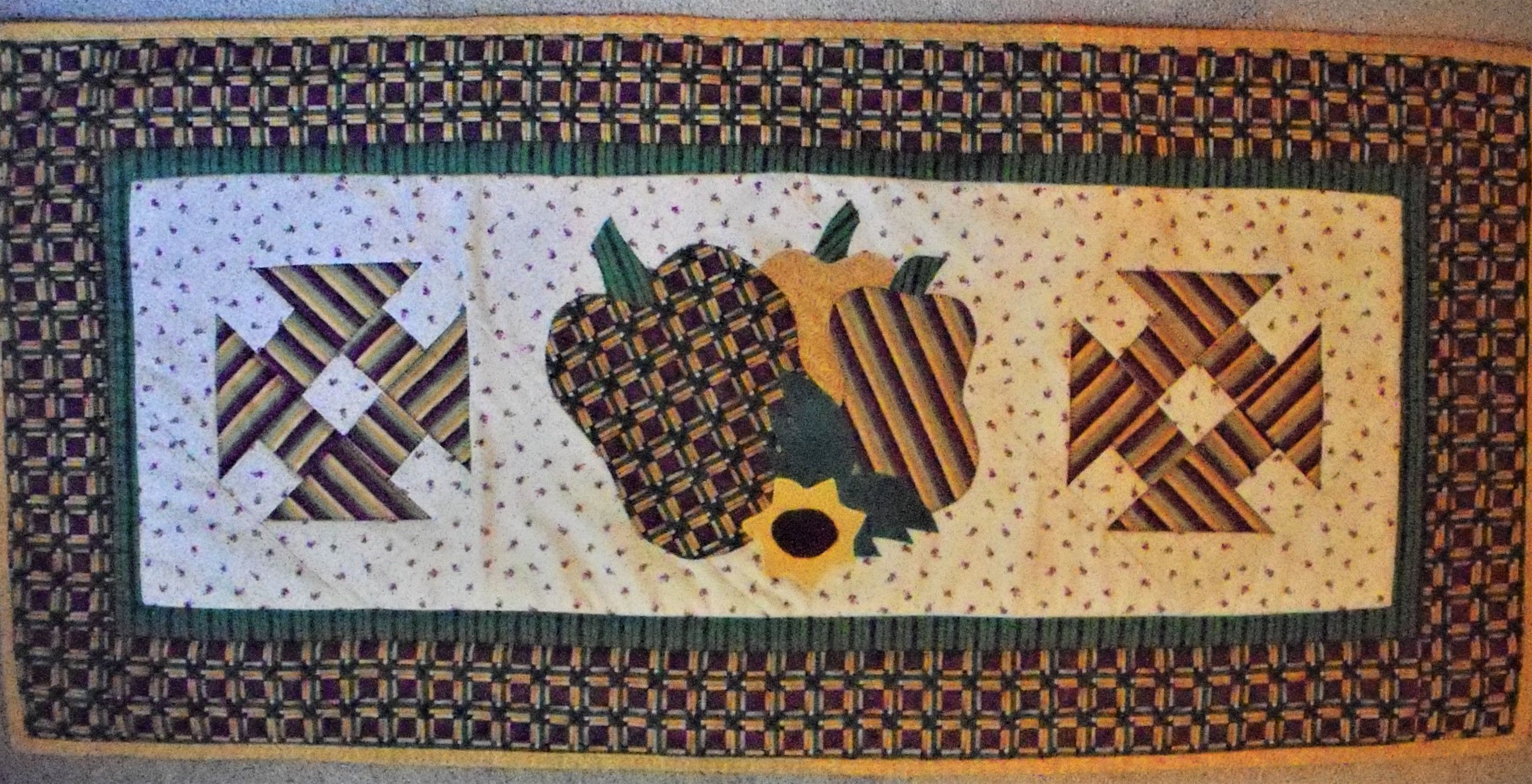 Autumn Table Runner/Wall Quilt: 18x38--Appliqued & Pieced Table Decor