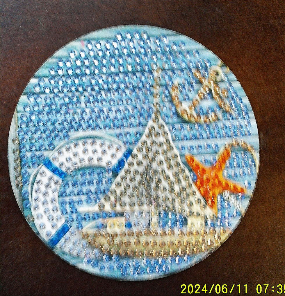 Thumbnail: Beach Scene Coasters: 4-inch diameter--Set of 8 Diamond Art Table Decor