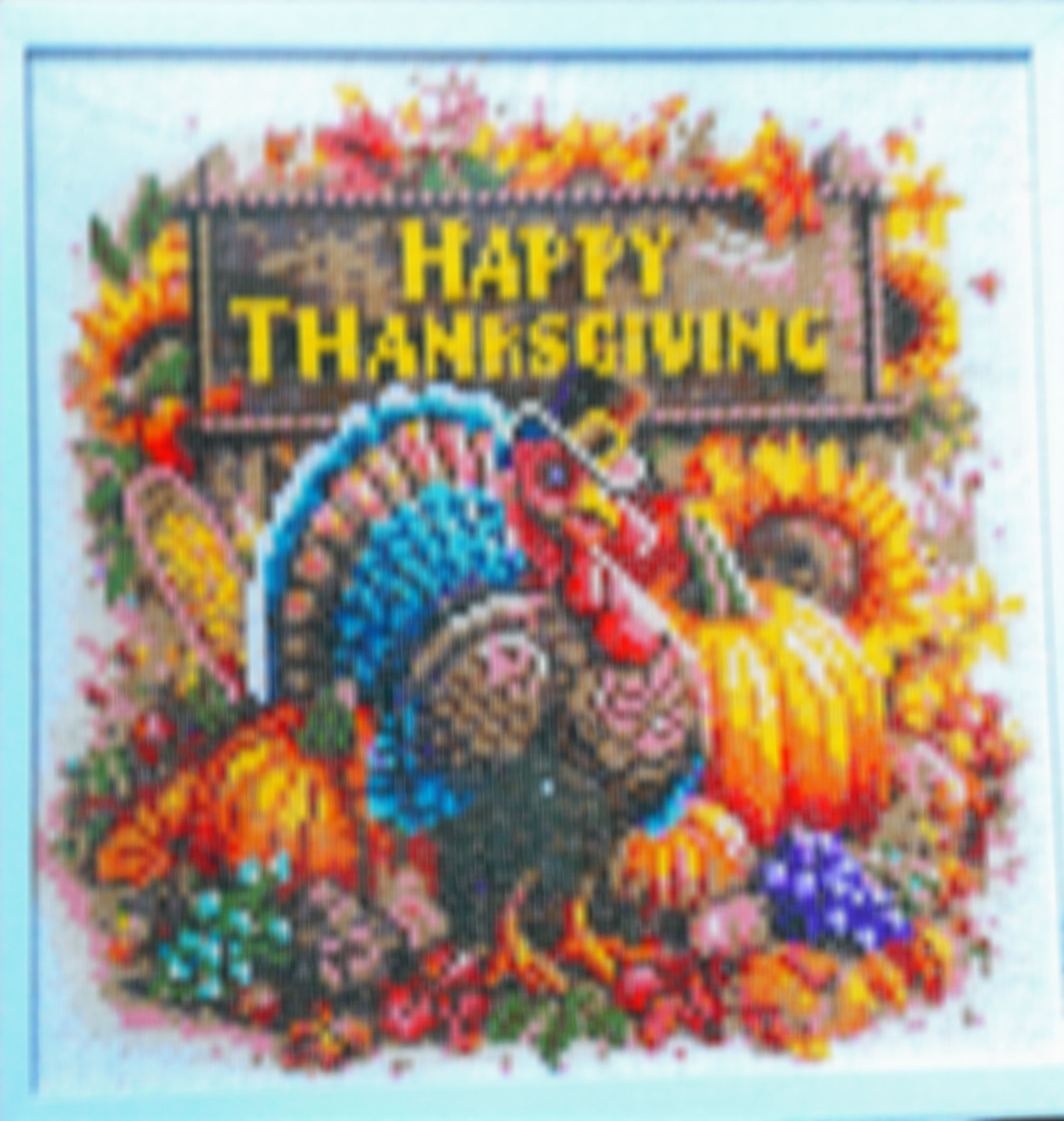 Happy Thanksgiving Wall Art: 13X13X.5--Diamond Art Turkey Wall Decor