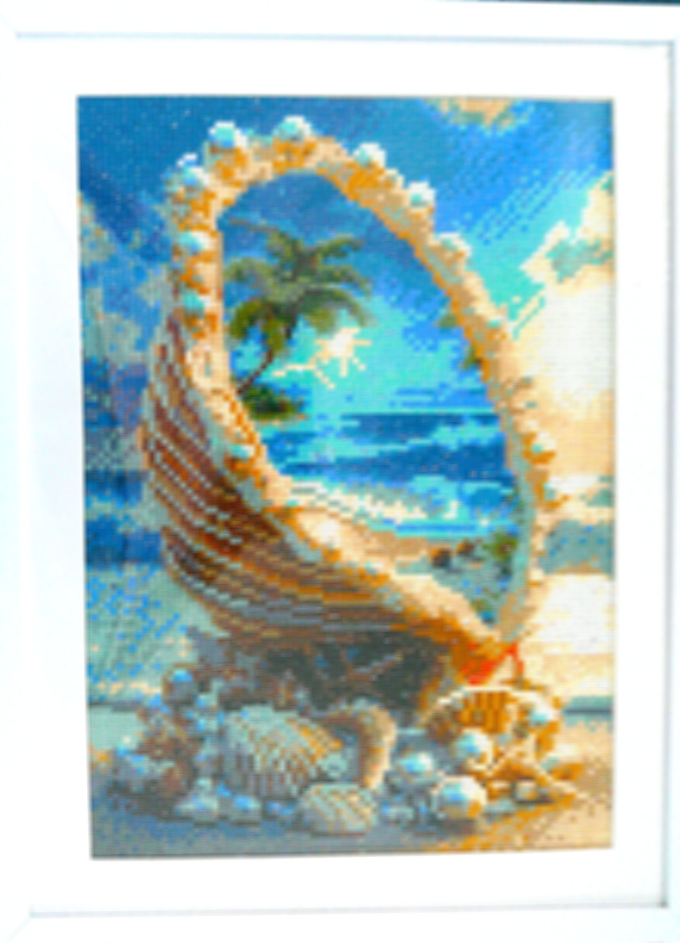 Seashell on the Beach Wall Art: 13x17 inches--Diamond Art Wall Decor