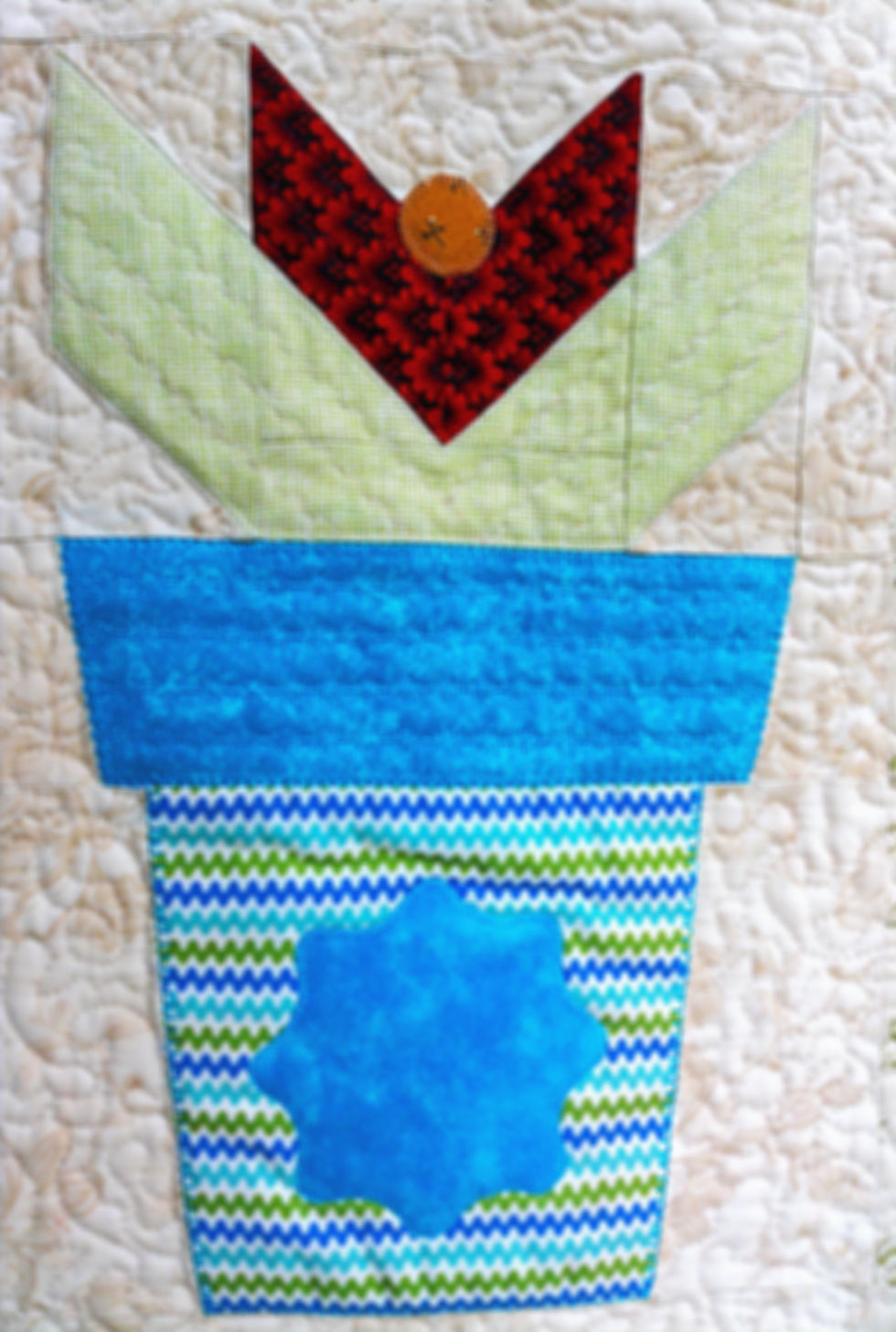 Thumbnail: Flowers in Pots Wall Quilt: 32x18--Homecrafted Appliqued Wall/Table Decor