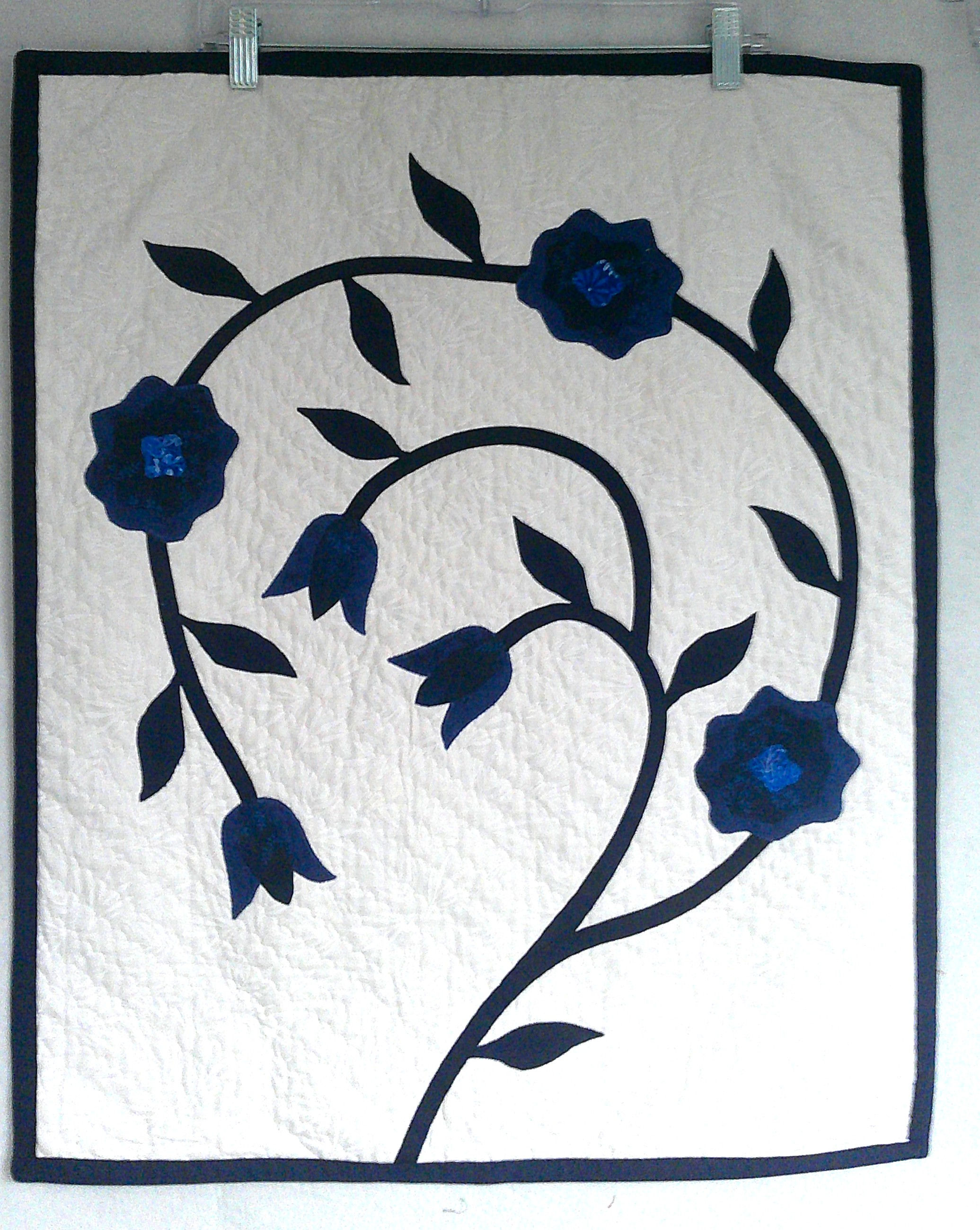 Blue & White Wall Quilt: 22X27--Appliqued Wall Decor