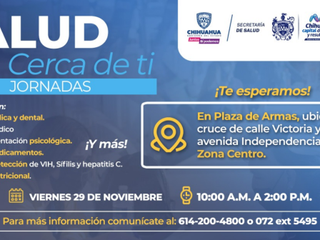 Invitan a población masculina a la jornada “Salud Cerca de Ti” en Plaza de Armas