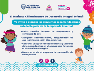 Exhorta Ichdii a extremar precauciones con niñas y niños durante temporada invernal