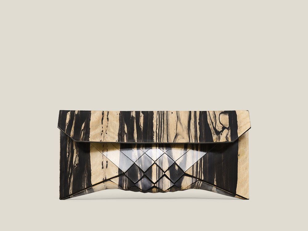 Pale Moon wood clutch