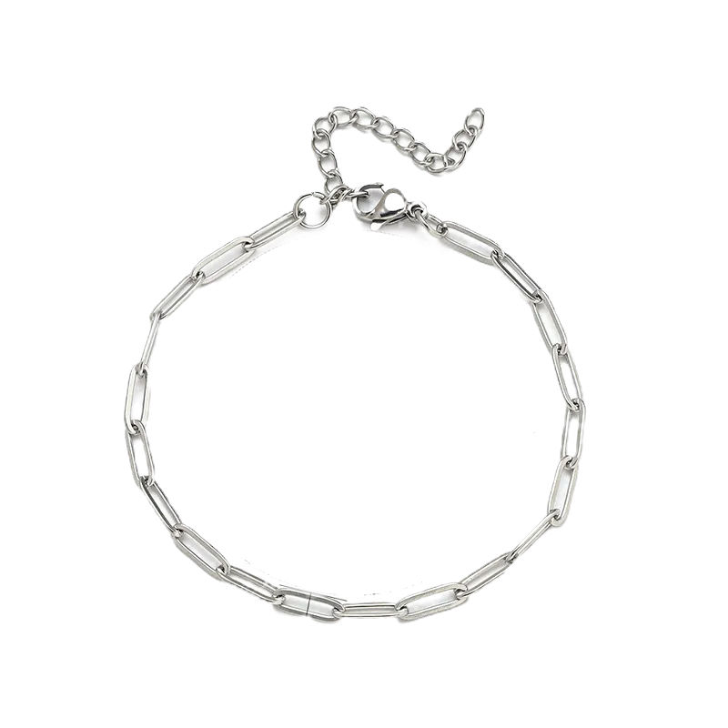 Silver Paperclip Charm Bracelet