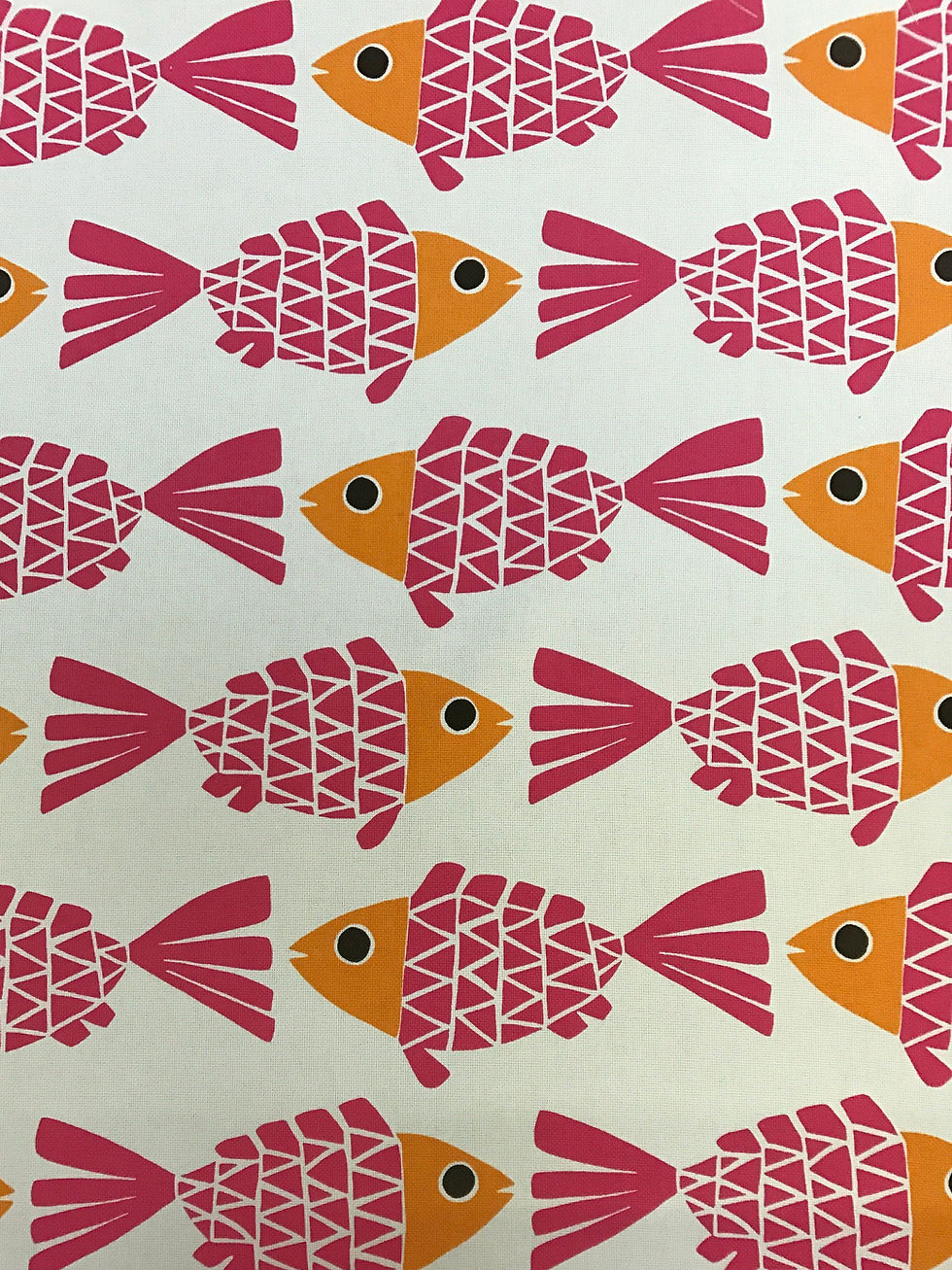 pink and orange fish on white background - fabric