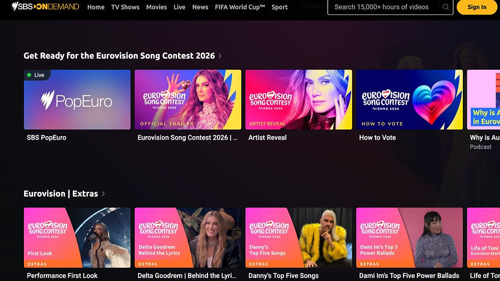 SBS On Demand offering Eurovision 2026 extras and more