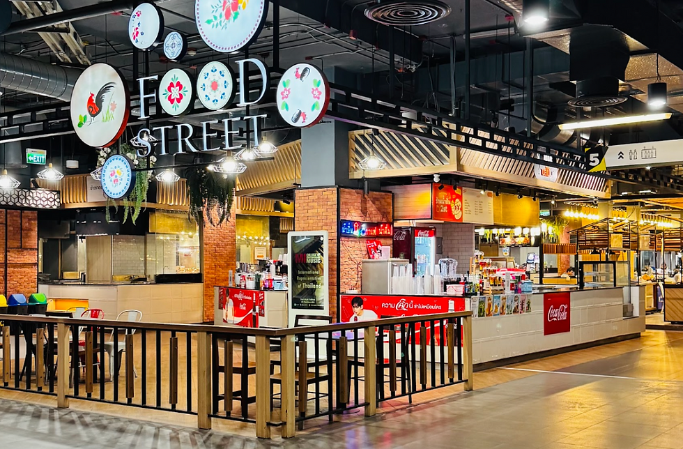The food stalls nearest IdeaLive: about half open for business, the rest already shuttered — a preview of how much this floor still needs to fill in before showtime.