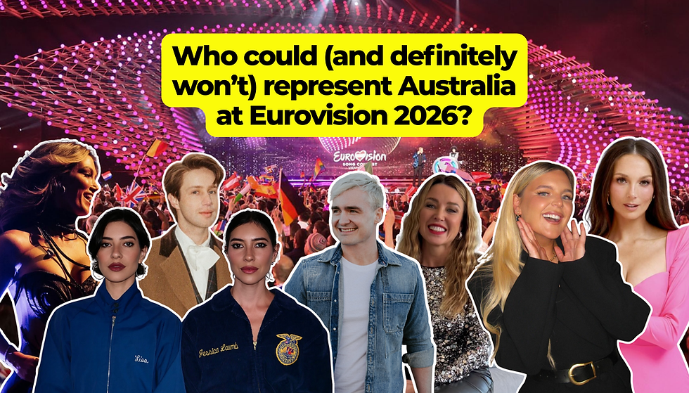 A collage of artists who could represent Australia at Eurovision 2026