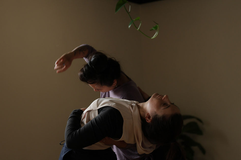Two dancers in motion, movement therapy