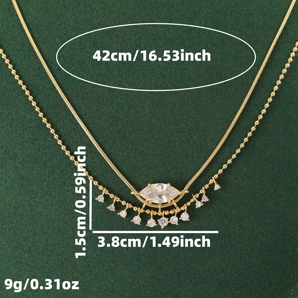Miniatura: Luxury Copper Necklace for Women with Marquise Artificial Gemstones and Tassel D