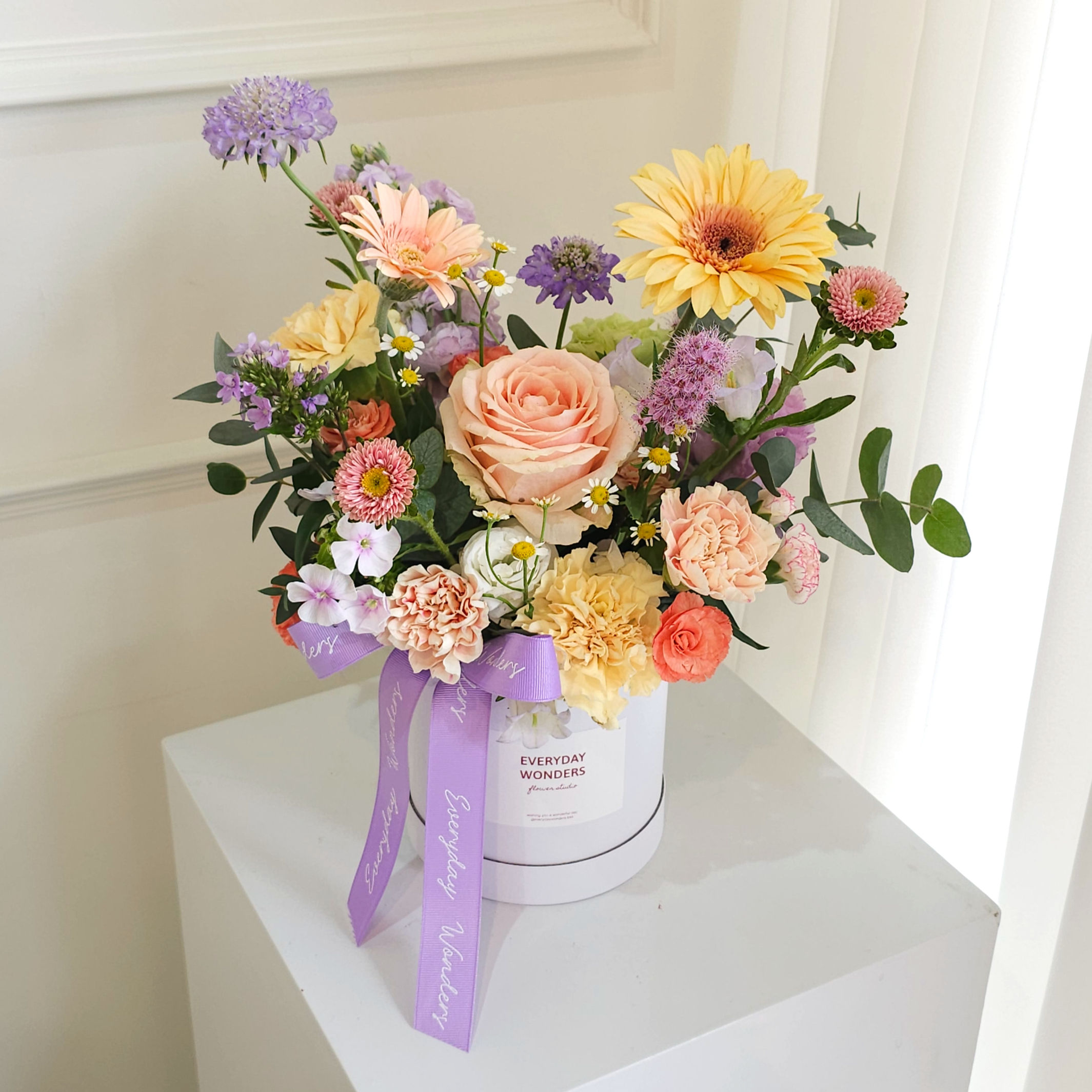 Flower bucket size S : Peach&Purple
