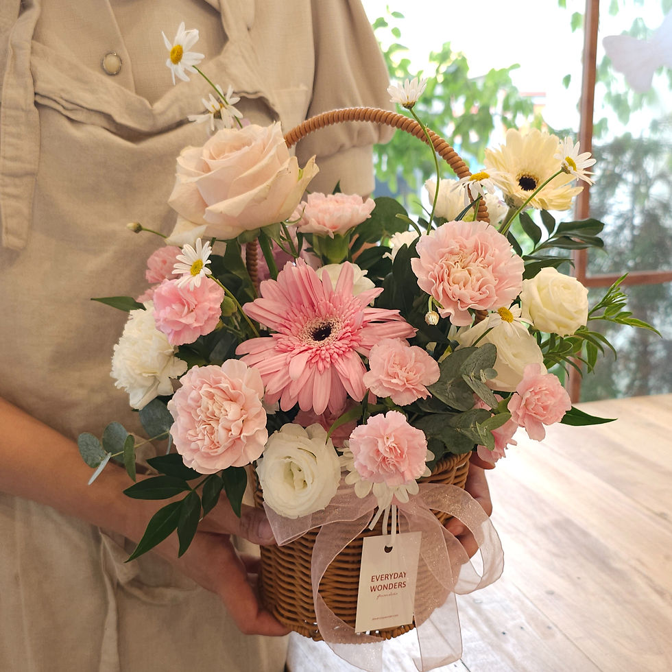 Thumbnail: Flower basket size S : pink&white
