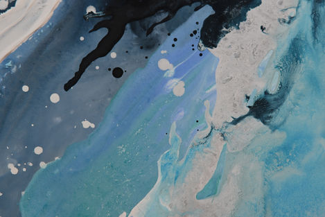 Go with the flow blaues Bild Acryl auf Leinwand Close-up