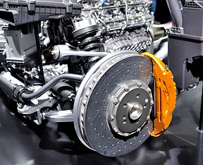 Car ceramic disc brake with yellow calip