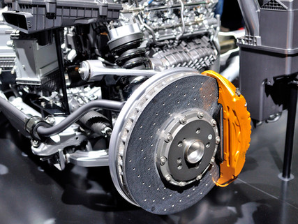 Car ceramic disc brake with yellow caliper