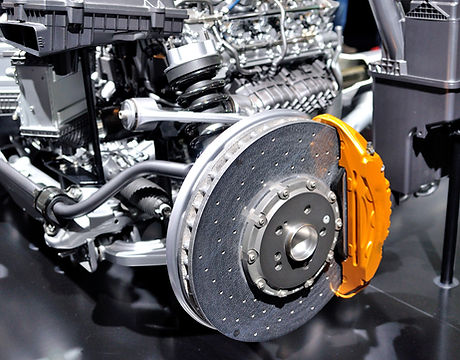 Car ceramic disc brake with yellow caliper