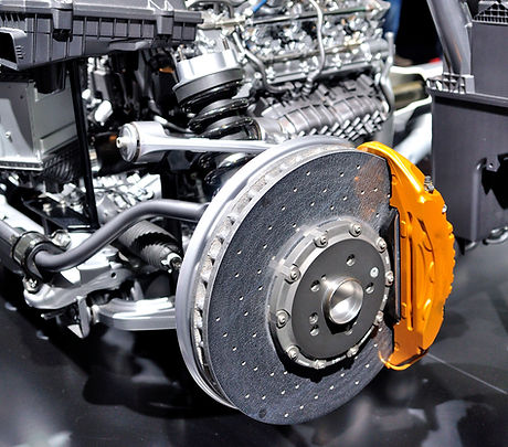 Car ceramic disc brake with yellow caliper