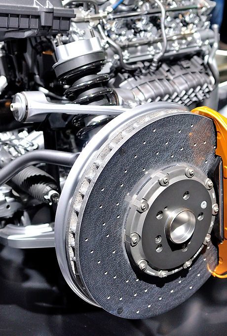 Car ceramic disc brake with yellow caliper