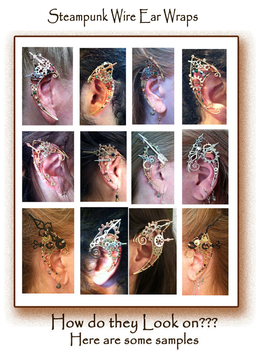Thumbnail: Steampunk Ear Wrap in Copper and Brass: 02