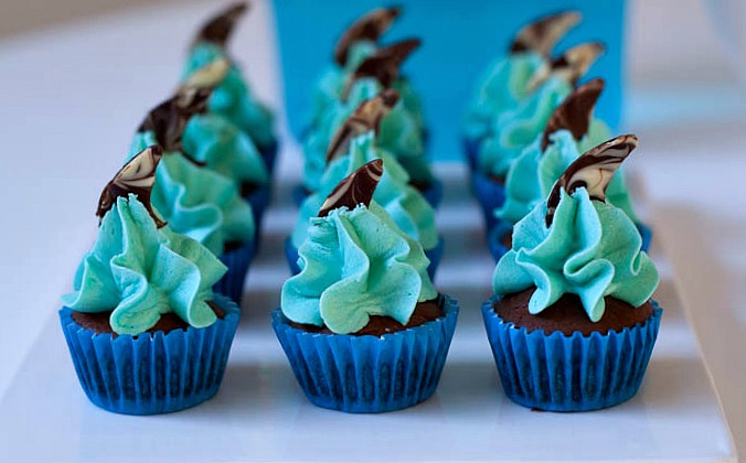 Blue ocean mini cupcake