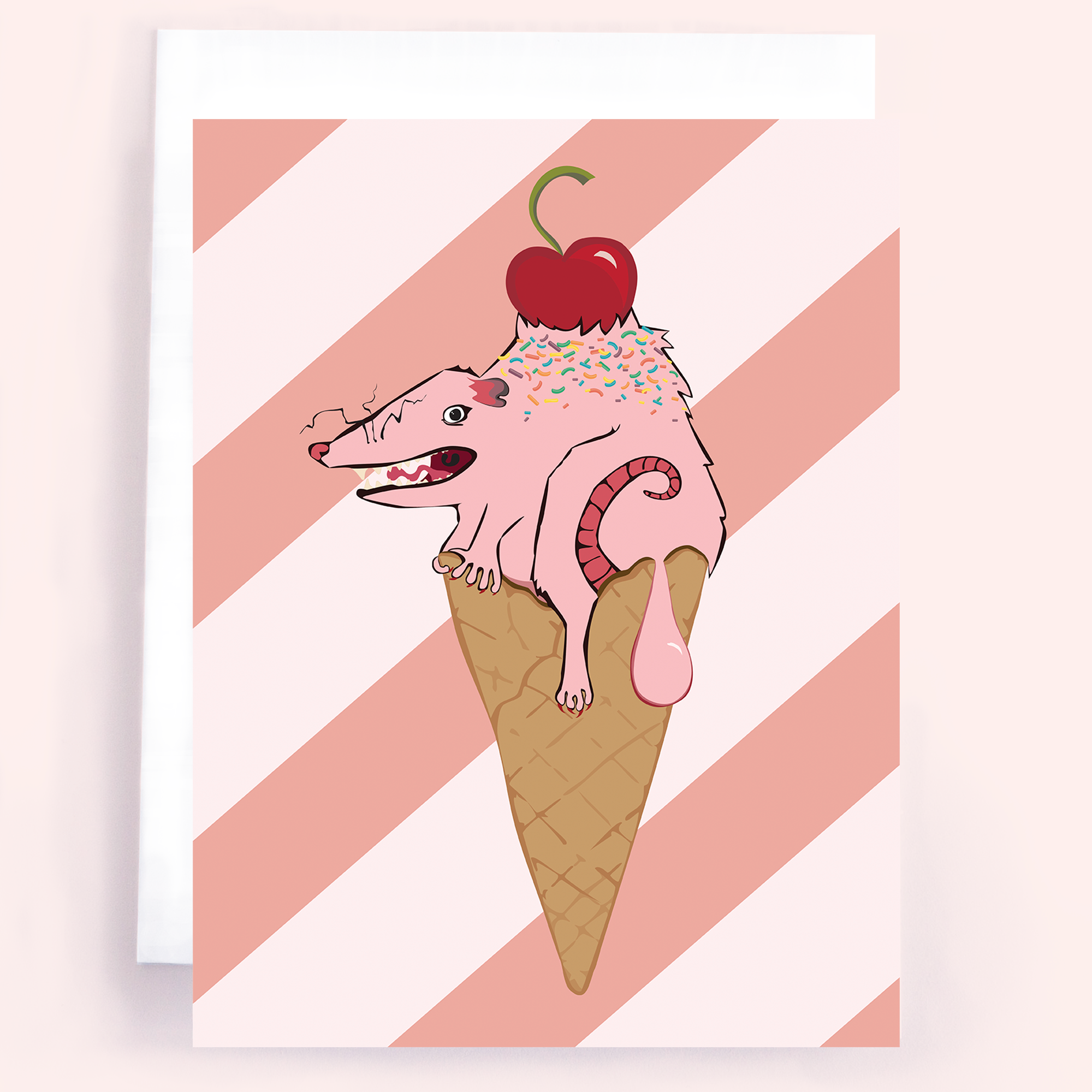 Zarigüeya de helado | Tarjeta en blanco