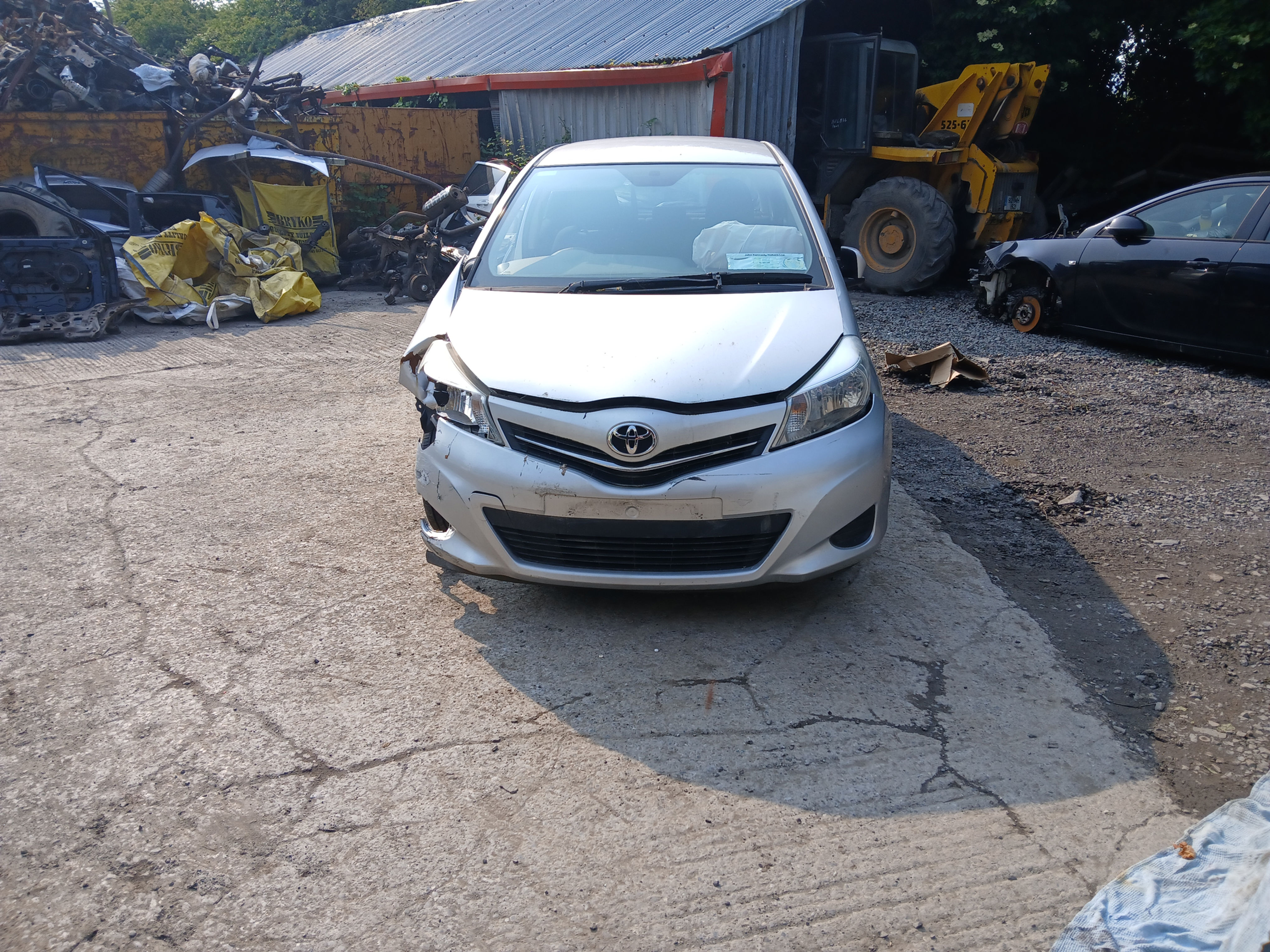 Silver Toyota Yaris, front-end damage, Doolin Dismantlers