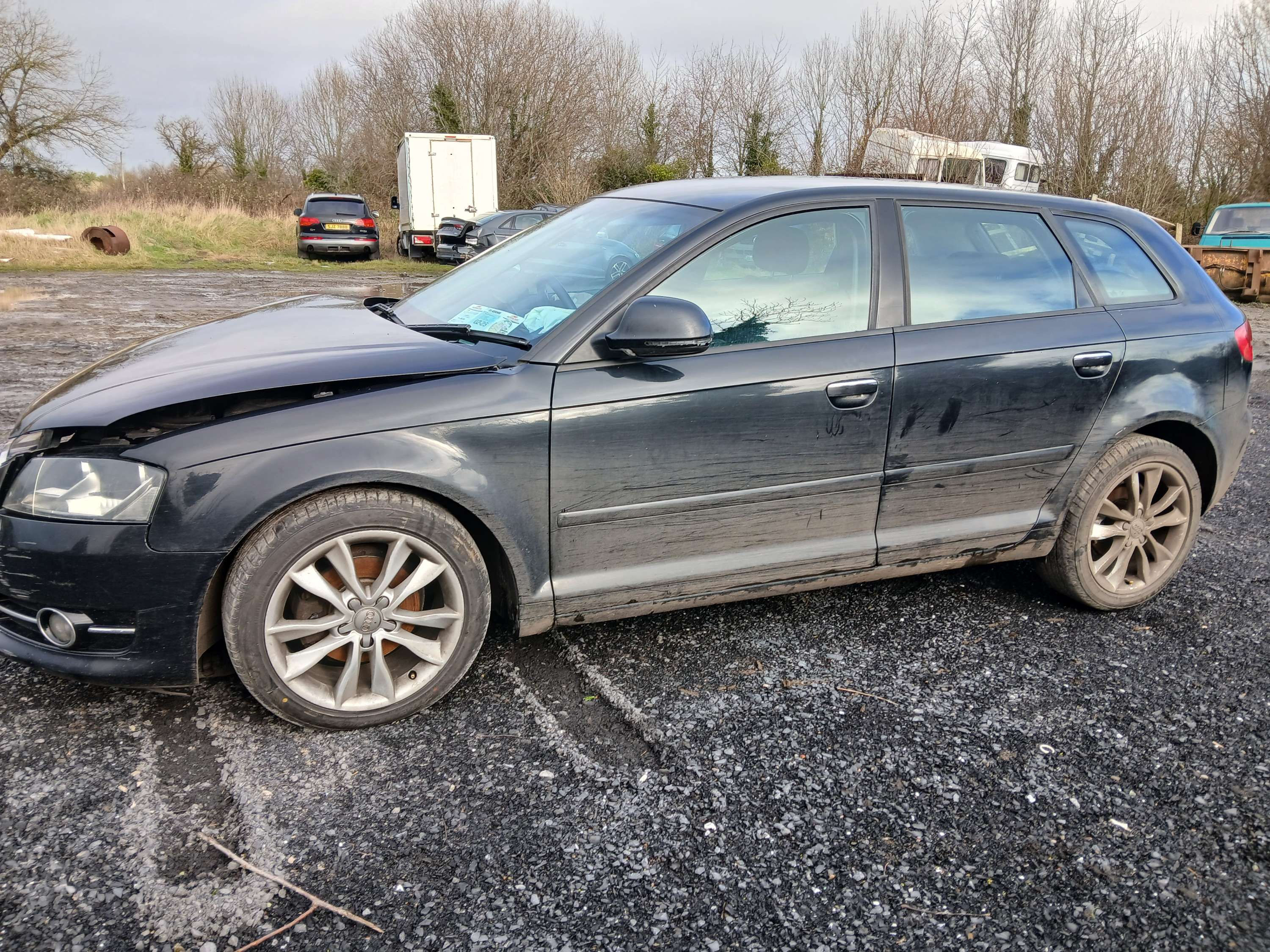 Damaged black Audi A3 for sale