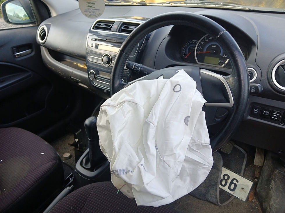 Thumbnail: Deployed driver's airbag in car