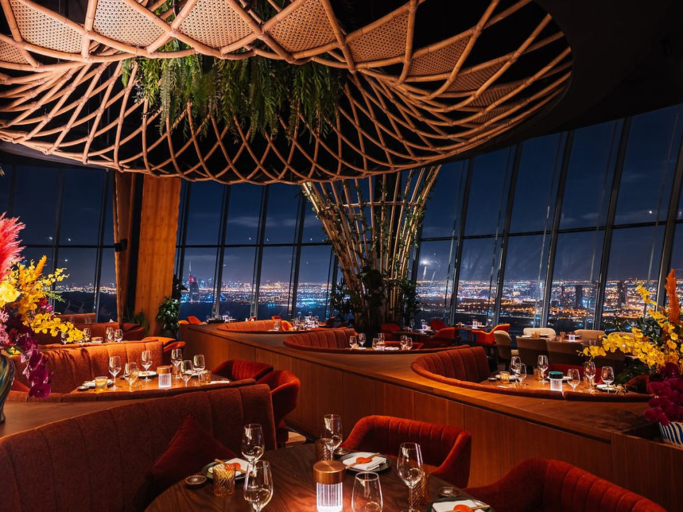 Beautiful restaurant overlooking the skyline